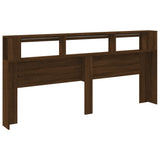 LED Headboard Brown Oak 220x18.5x103.5 cm Engineered Wood 837378