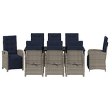 Garden Dining Set with Cushion 9 pcs Grey Poly Rattan 3380364