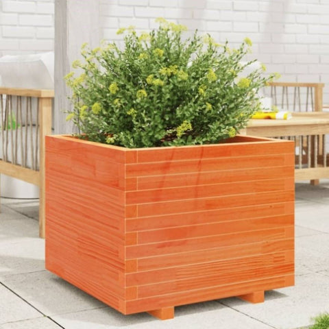 ZNTS Garden Planter Wax Brown 60x60x49.5 cm Solid Wood Pine 847360