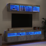 5 Piece TV Wall Units with LED Concrete Grey Engineered Wood 3216721