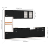 ZNTS 7 Piece Kitchen Cabinet Set Black Engineered Wood 3067624