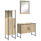 Bathroom Furniture Set with Shelf 3 pcs Brown Engineered wood 3345146