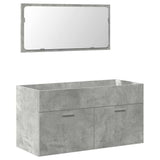 Bathroom Cabinet with Mirror Concrete Grey Engineered Wood 856380