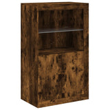 Sideboard with LED Lights Smoked Oak 162x37x100 cm 3209174