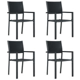 Garden Chair Set of 4 Black Plastic, Steel Standard Lightweight 47890