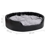 Dog Bed Black and Grey 99x89x21 cm Plush and Faux Leather 171256
