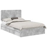 Storage Bed Concrete Grey 135 x 190 cm Engineered Wood 3412696