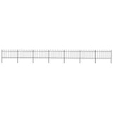 ZNTS Garden Fence with Hoop Top Steel 11.9x1 m Black 277662