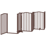 Dog Gate with Door Foldable 15 Panels Brown 750 cm Poplar Wood 3155608