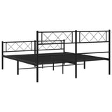 Metal Bed Frame without Mattress with Footboard Black 160x200cm 372298