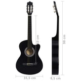 ZNTS Western Classical Cutaway Guitar with 6 Strings Black 38" 70132