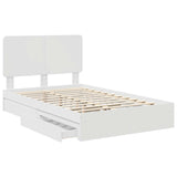 Storage Bed with Headboard White 135 x 190 cm Engineered Wood 3412693