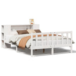 ZNTS Bookcase Bed without Mattress White 150x200 cm King Size Solid Wood Pine 3322089