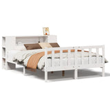 ZNTS Bookcase Bed without Mattress White 150x200 cm King Size Solid Wood Pine 3322089