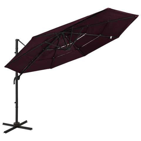 4-Tier Garden Parasol with Aluminium Pole Bordeaux Red 3x3 m 313832