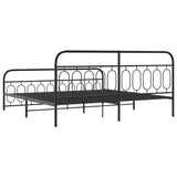 Metal Bed Frame without Mattress with Footboard Black 200x200cm 377142