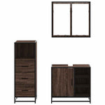 ZNTS 3 Piece Bathroom Furniture Set Brown Oak Engineered Wood 3301029