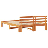 Bed Frame with Headboard Wax Brown 150 x 200 cm Solid Pine Wood 872607
