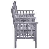 Garden Chair With Tea Table Grey Solid Acacia Wood Medium Durable 311884