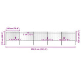 Garden Fence with Spear Top Steel 892.5x120 cm Black 277624