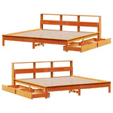 Bookcase Bed without Mattress Wax Brown 200x200 cm Solid Wood Pine 3309799