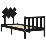 Bed Frame without Mattress Black Small Single Solid Wood Pine 3193430