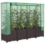 ZNTS Raised Bed with Greenhouse Cover Rattan Look 160x40x138 cm 4015802