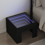 ZNTS Bedside Table with Infinity LED Black 40x40x30 cm 3284071