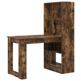 Desk with Shelf Smoked Oak 122 x 67 x 145 cm Engineered Wood 3337261
