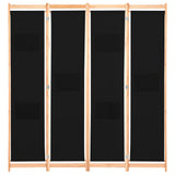 4-Panel Room Divider Black 160x170x4 cm Fabric 248184
