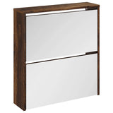 Shoe Cabinet with Mirror 2-Layer Smoked Oak 63x17x67 cm 342632