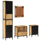 4 Piece Bathroom Furniture Set Iron and Solid Wood Mango 3217116