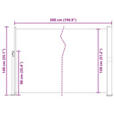Patio Retractable Side Awning 140x500 cm Black 48394