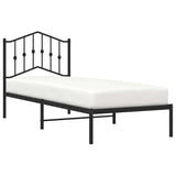 Metal Bed Frame without Mattress with Headboard Black 90x200cm 373782