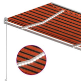 Manual Retractable Awning with LED 300x250 cm Orange and Brown 3068865