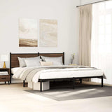 Metal Bed Frame without Mattress Brown Oak 193x203 cm 4007771