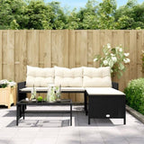 Garden Sofa with Table and Cushions L-Shaped Black Poly Rattan 365571