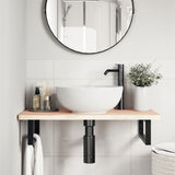 Basin Shelf Wall Mounted Steel and Solid Wood Beech 3302353