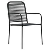 Garden Dining Set Black Powder-coated steel, glass, cotton rope 3060211