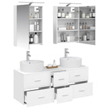 Bathroom Furniture Set 5 pcs White Engineered Wood and Glass 3406911