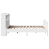 ZNTS Bookcase Bed without Mattress White 150x200 cm King Size Solid Wood Pine 3323141