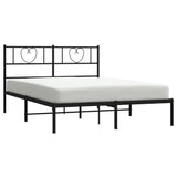Metal Bed Frame without Mattress with Headboard Black 120x200cm 355461