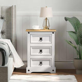 Bedside Table Corona White 45 x 35 x 64 cm Solid Pine Wood 42021187
