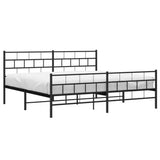 Metal Bed Frame without Mattress with Footboard Black 200x200cm 355684