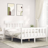 Bed Frame without Mattress White Small Double Solid Wood Pine 3193307