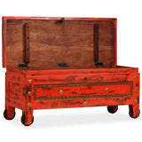 ZNTS Storage Chest Solid Mango Wood 101x39x42 cm Red 244949