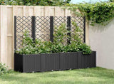 Garden Planter with Trellis Black 160x40x140 cm PP 367873