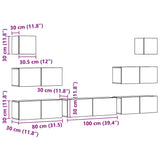 7 Piece TV Cabinet Set Wall-mounted Artisan Oak Engineered Wood 3329020