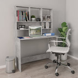 800391 Desk with Shelves Concrete Grey 110x45x157 cm Engineered Wood