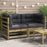 ZNTS Garden Sofas Corner with Cushions 2 pcs Impregnated Wood Pine 838076